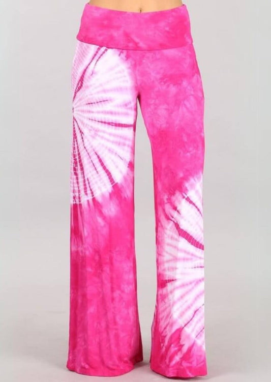 Fashionable in Fuchsia Tie Dye Palazzo Pants Made in USA - Concordia Style Boutique