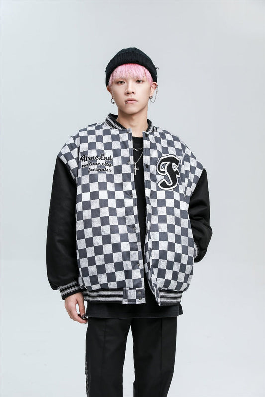 Checkered Winter Bomber Jacket - Concordia Style Boutique