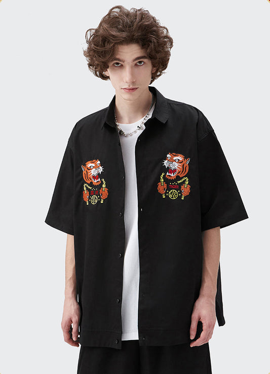 Tiger Warrior Embroidery Shirt - Concordia Style Boutique