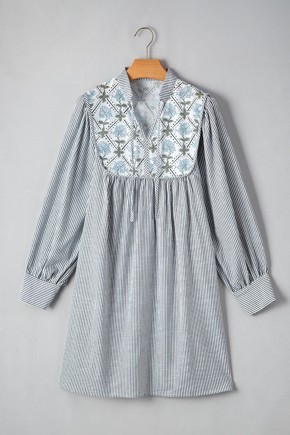 Aila Stripe Floral Patchwork Tied Mini Dress - Concordia Style Boutique