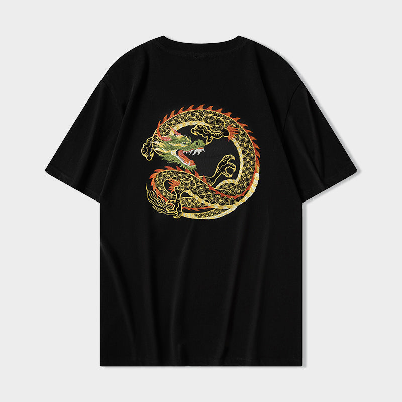 KH866 Golden Dragon Embroidery Tee - Concordia Style Boutique