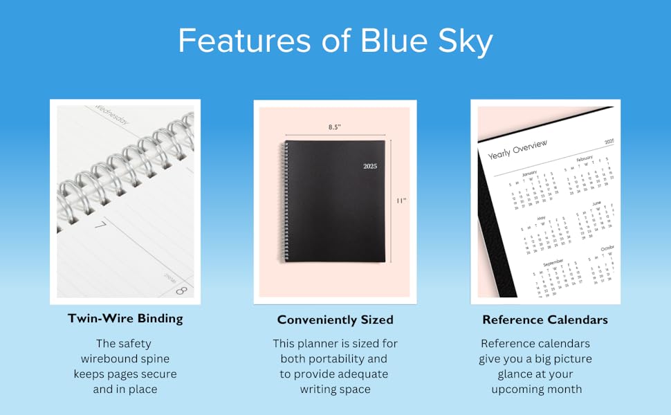 Blue Sky 2025 Weekly and Monthly Planner Calendar, January - December, 8.5" x 11", Flexible Cover, Laminated Tabs, Wirebound, Storage Pocket, Enterprise - Premium Planners from Concordia Style Boutique - Just $17.93! Shop now at Concordia Style Boutique