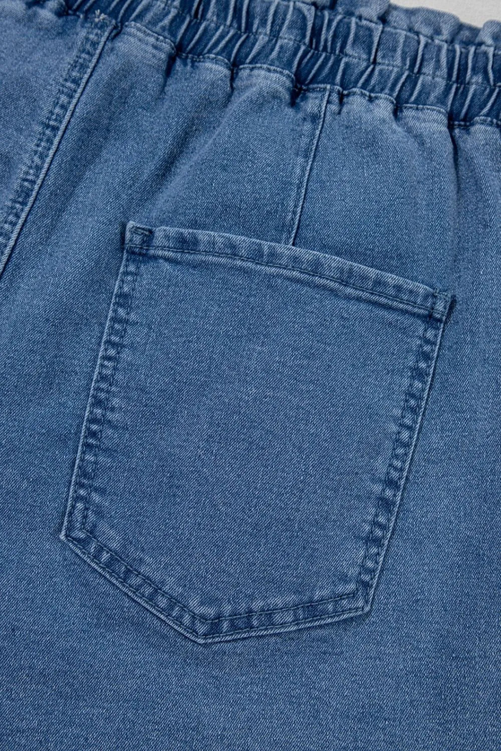 Drawstring High Waist Denim Shorts with Pockets - Concordia Style Boutique