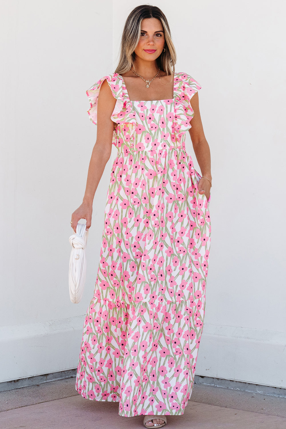 Angelica Floral Ruffled Strap Maxi Dress - Concordia Style Boutique