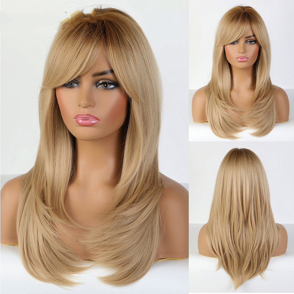 Gradient Golden Figure Bangs Long Straight Hair - Premium wig from Concordia Style Boutique - Just $18.97! Shop now at Concordia Style Boutique