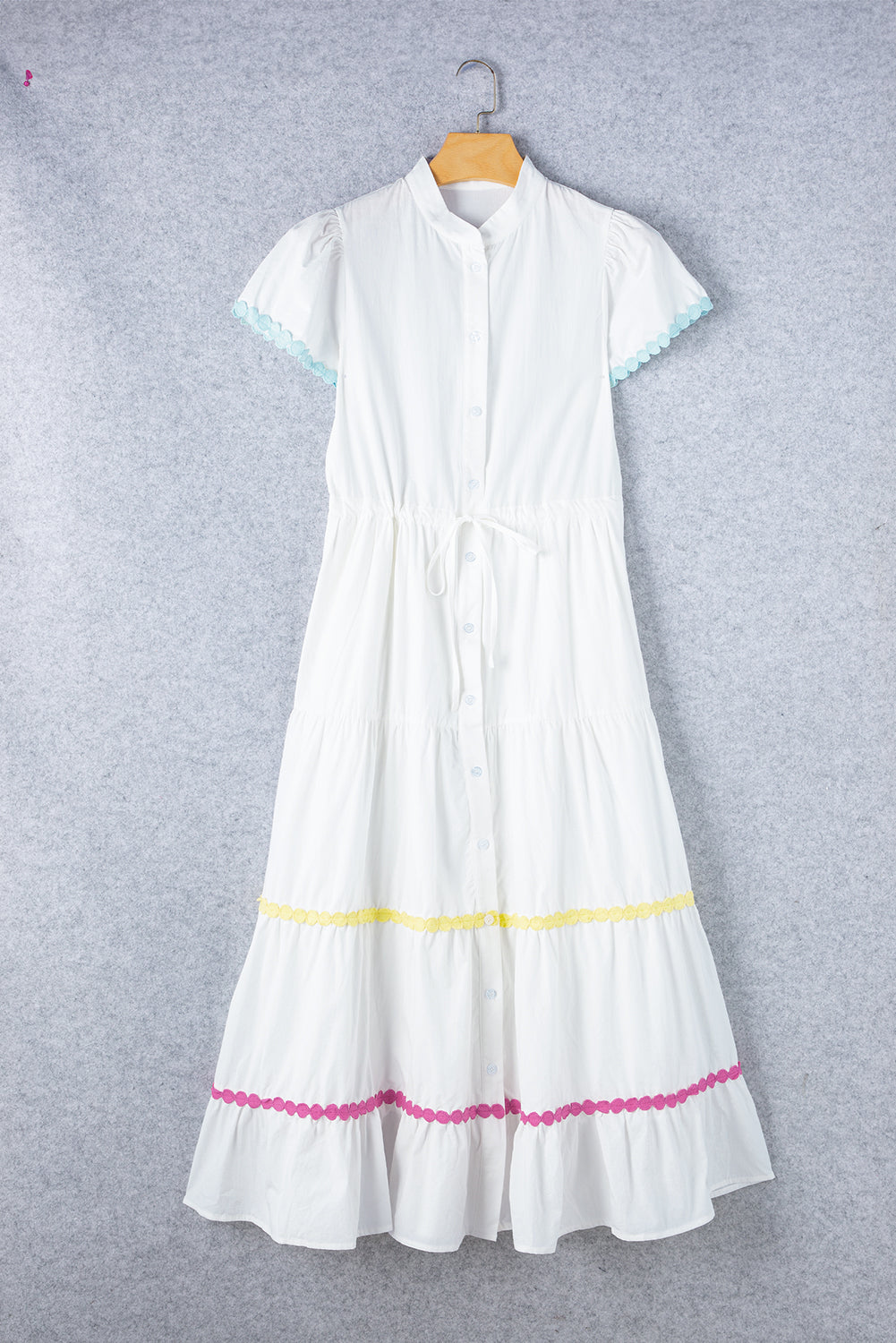 Aleah Rickrack Trim Short Sleeve Long Dress - Concordia Style Boutique