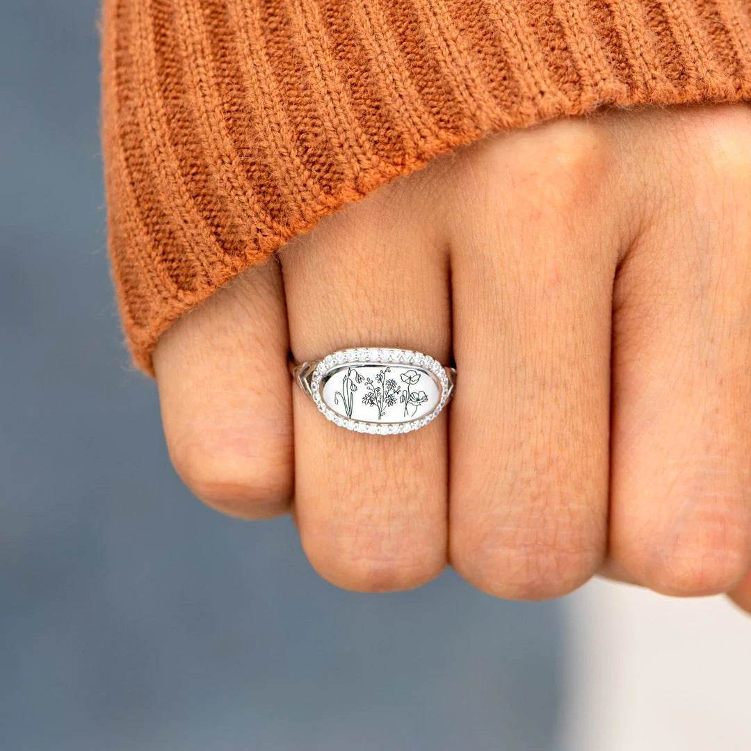 Flower Epoxy Gum Oil Inlaid Zircon Ring - Concordia Style Boutique