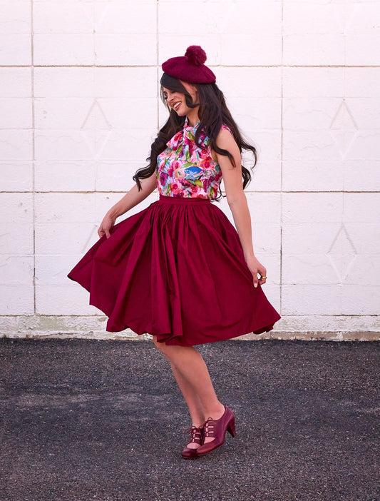 Peggy Swing Skirt in Burgundy - Concordia Style Boutique