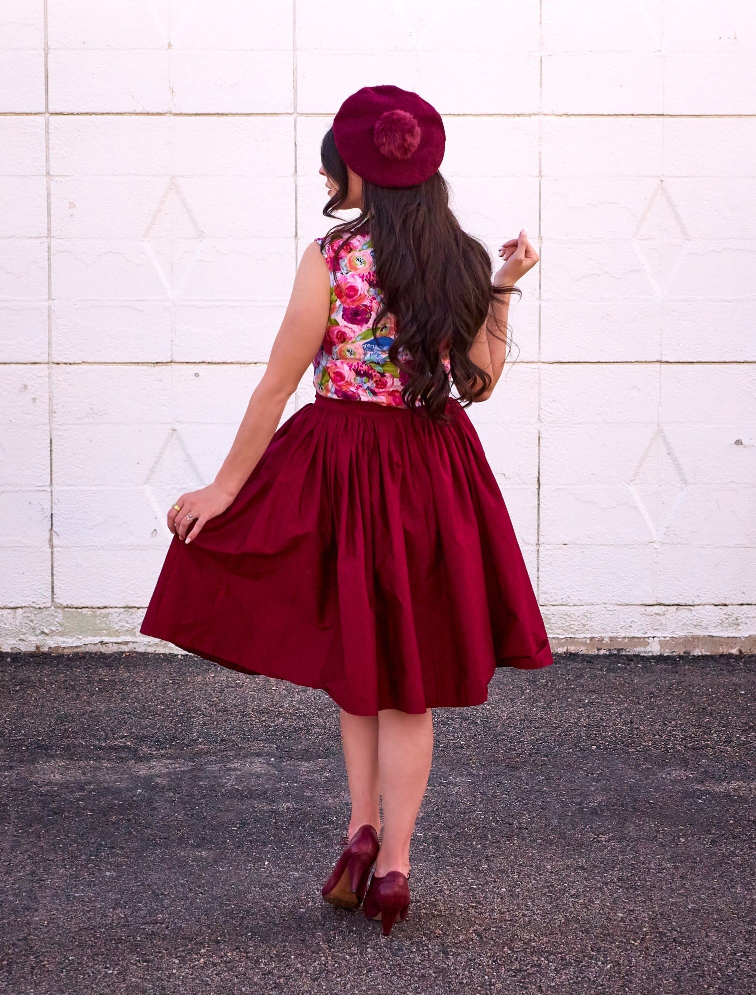 Peggy Swing Skirt in Burgundy - Concordia Style Boutique