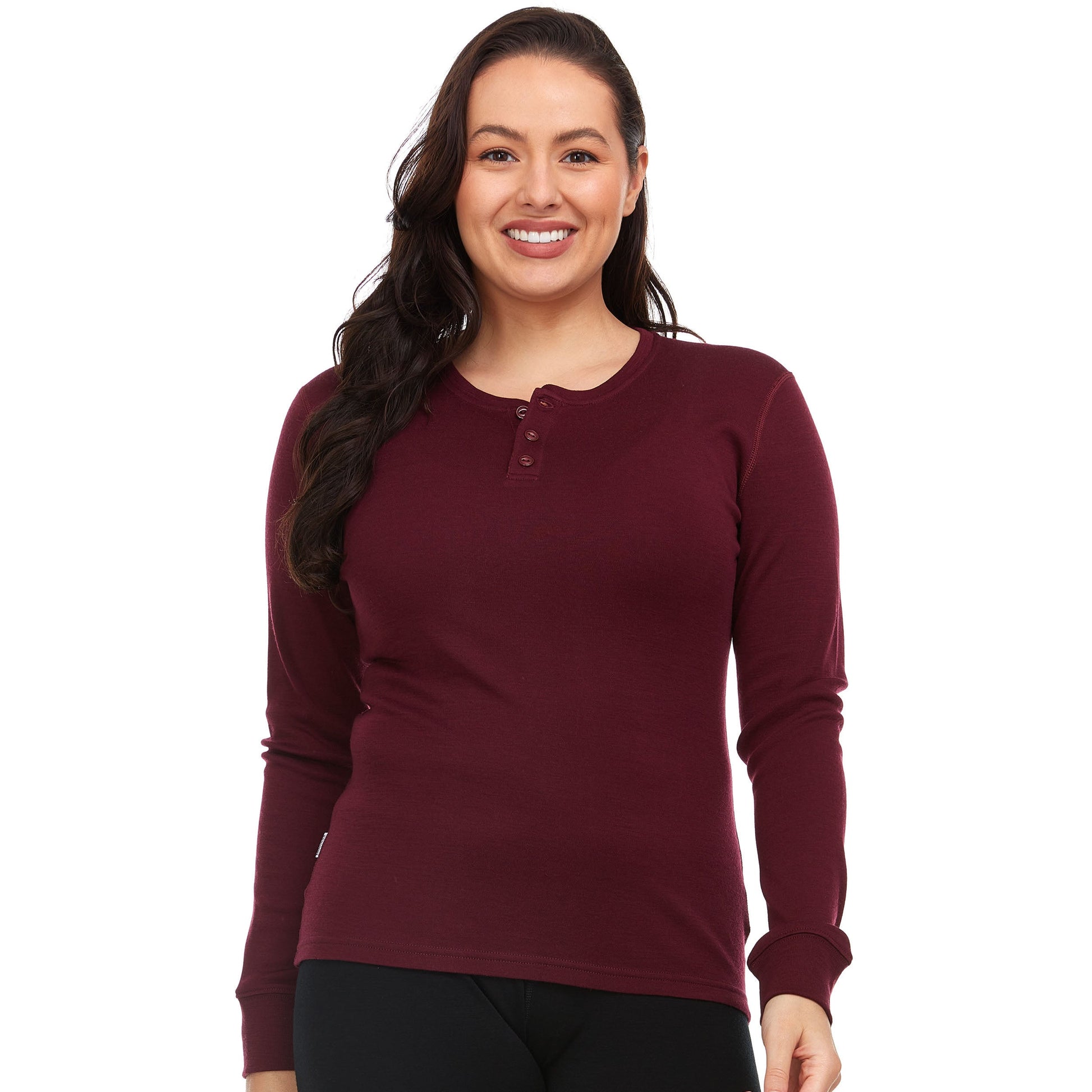 Midweight - Women's Long Sleeve Henley 100% Merino Wool - Concordia Style Boutique