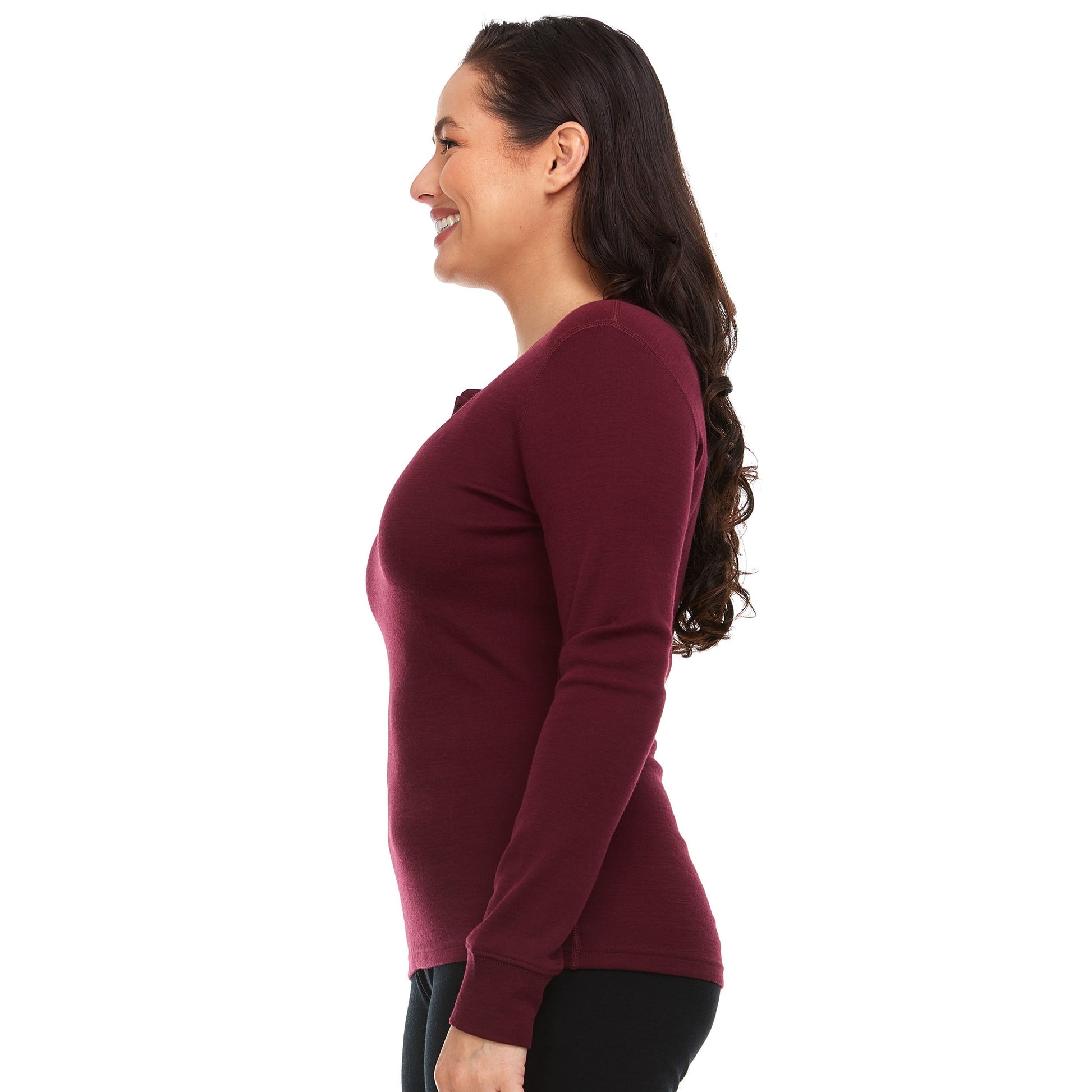 Midweight - Women's Long Sleeve Henley 100% Merino Wool - Concordia Style Boutique