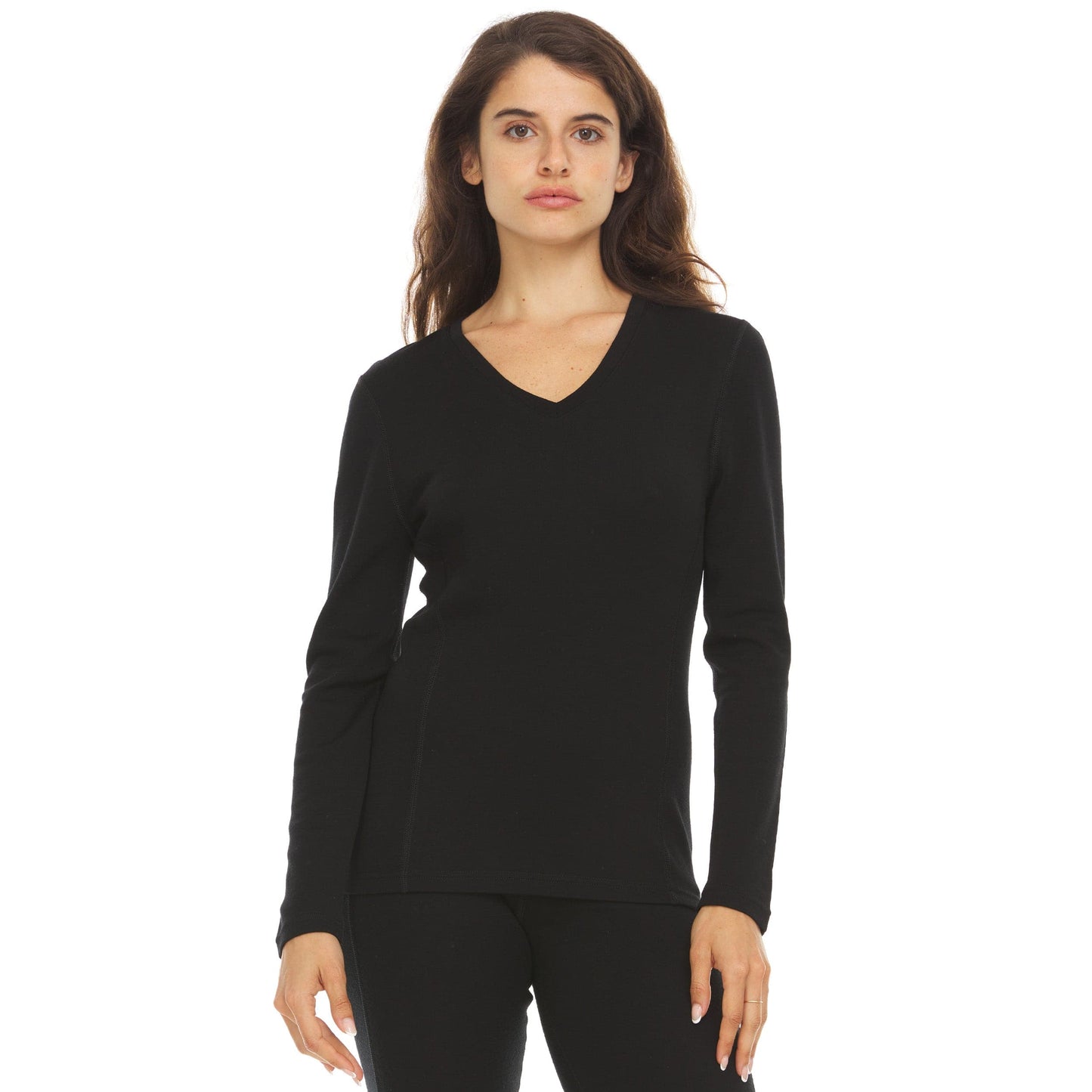 Midweight - Women's Long Sleeve V-Neck 100% Merino Wool - Concordia Style Boutique