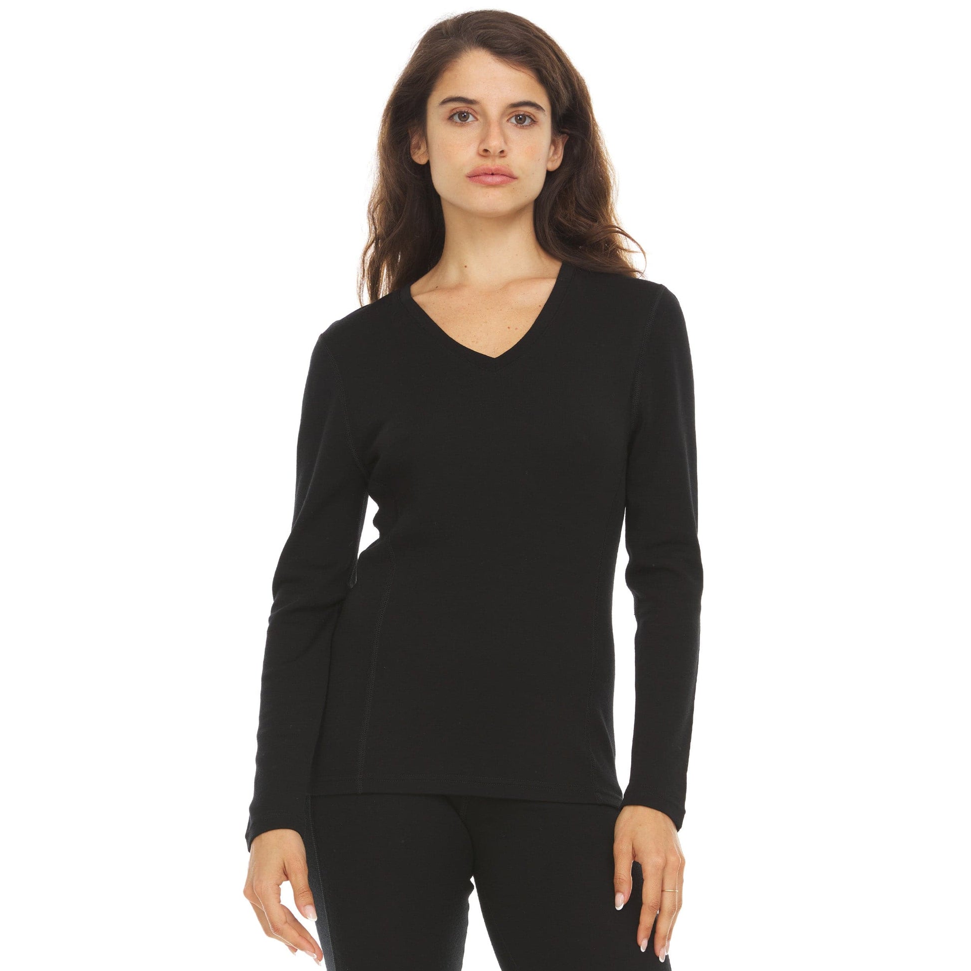 Midweight - Women's Long Sleeve V-Neck 100% Merino Wool - Concordia Style Boutique