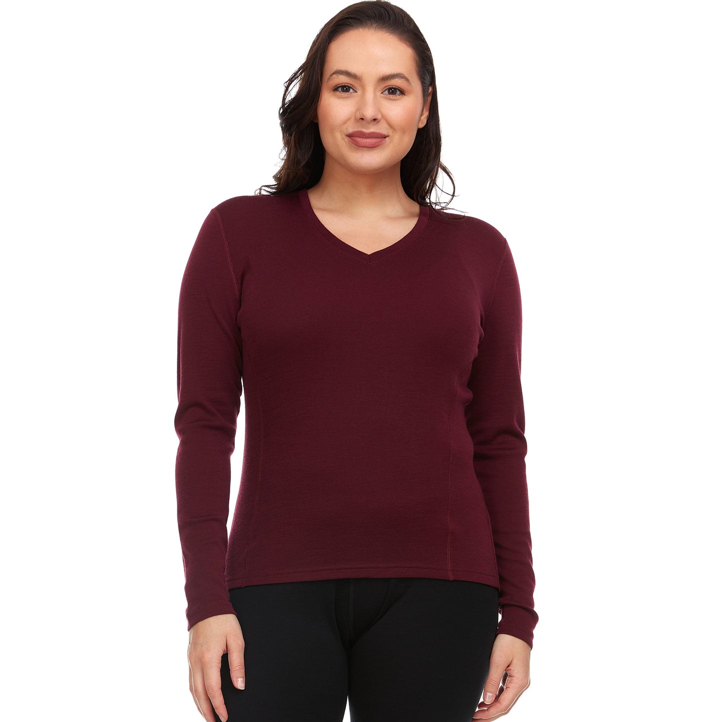 Midweight - Women's Long Sleeve V-Neck 100% Merino Wool - Concordia Style Boutique