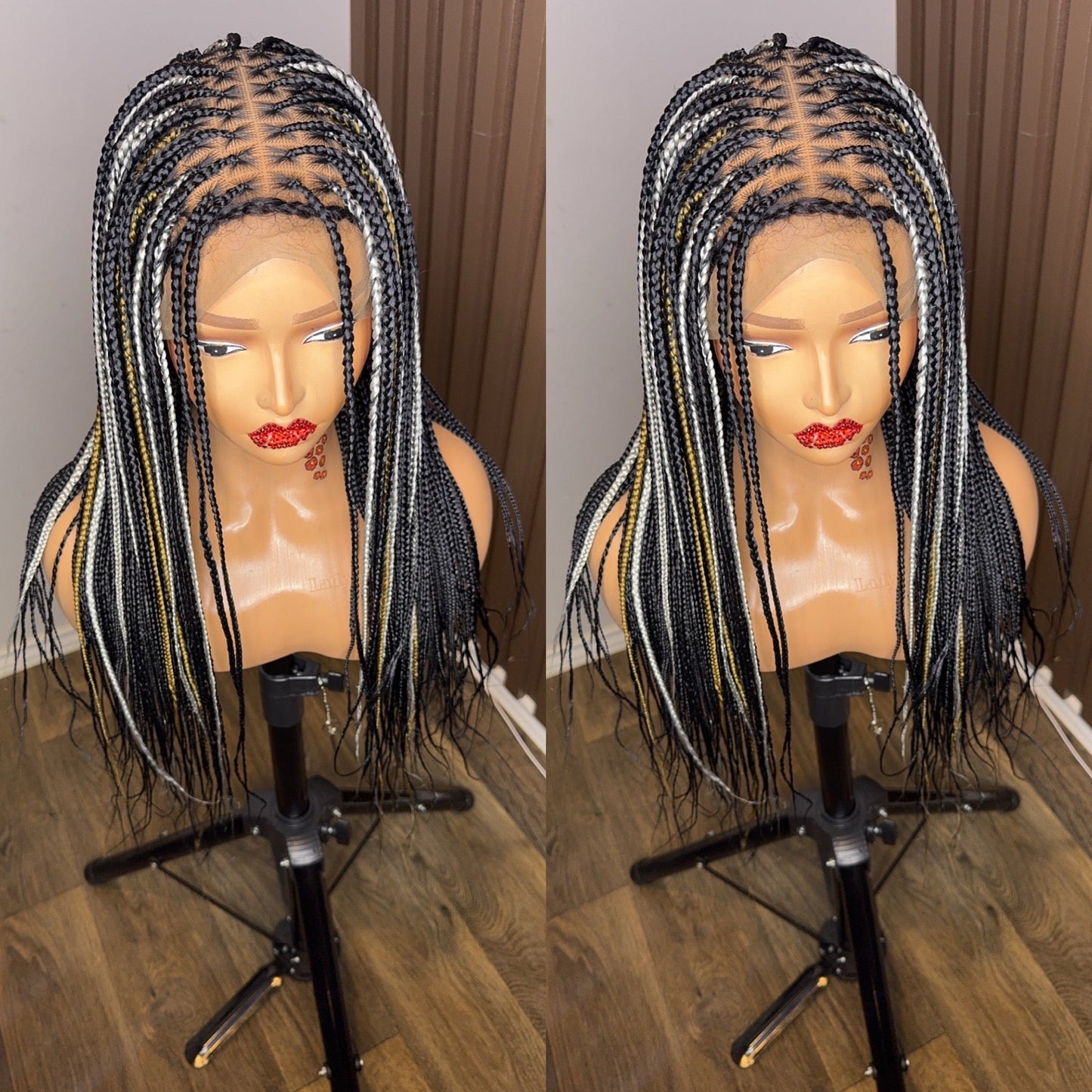 22 inches highlights knotless braided wig