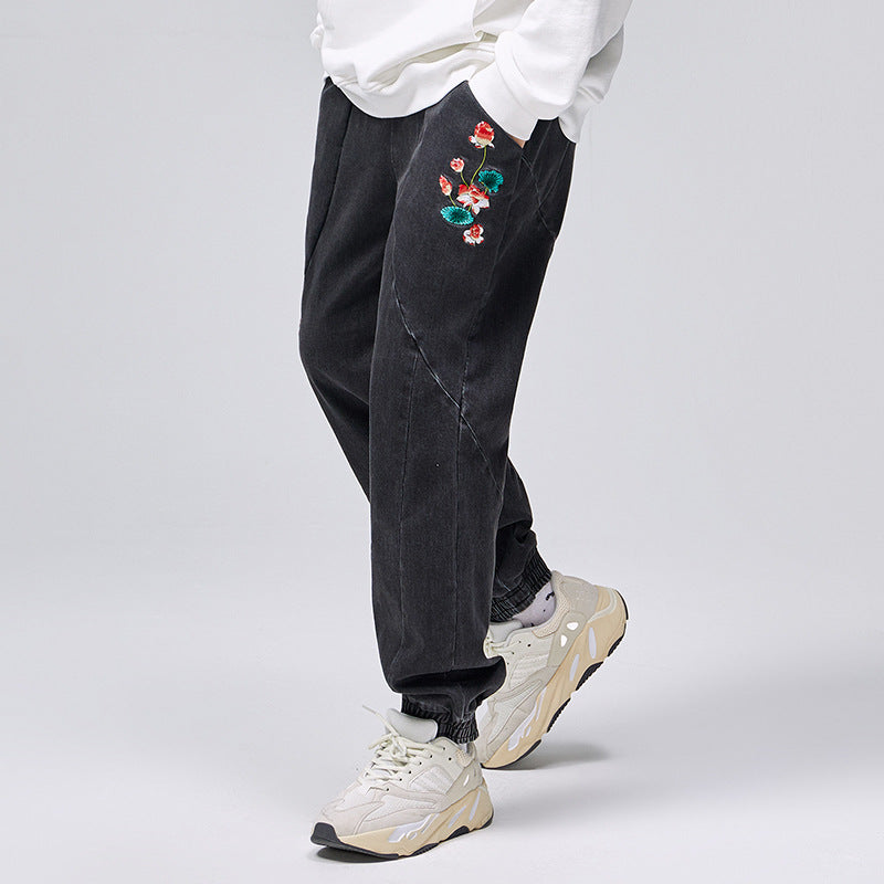 KH7121 Flowers Embroidery Joggers - Concordia Style Boutique