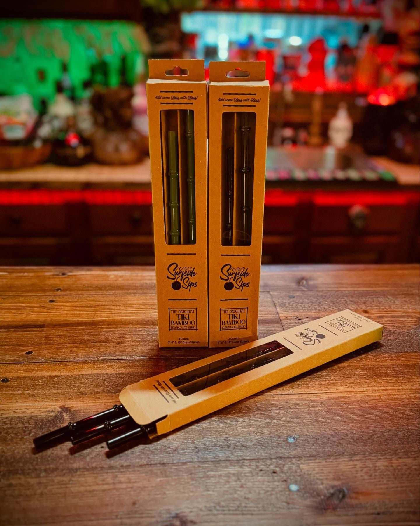 Set of 3 “Tiki Bamboo” Straw