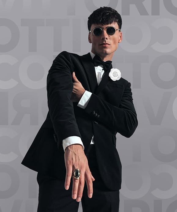 Vittorio Vico Unisex Leather Flower Lapel Pin