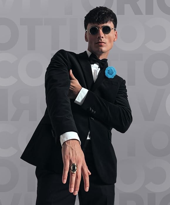 Vittorio Vico Unisex Leather Flower Lapel Pin