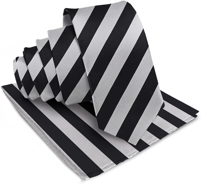 Vittorio Farina Men's Striped Satin Necktie & Pocket Square