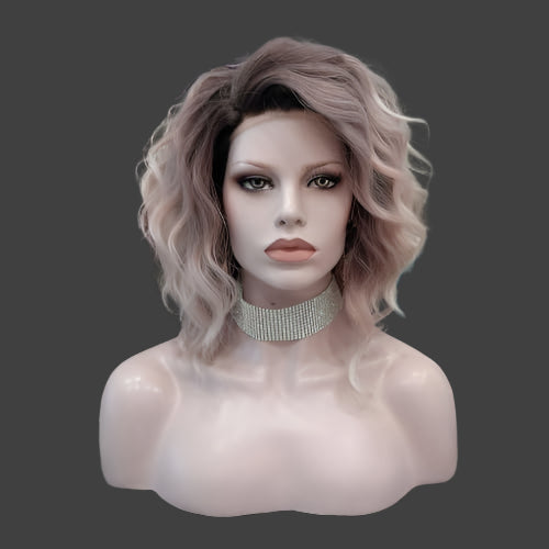 White Brown Ombre Blonde Lace Front Wigs Short Bob Wavy Wigs Synthetic Hair Wig Free Part with Natural Hairline Shoulder Length for Women (White Brown Ombre Blonde) - Concordia Style Boutique