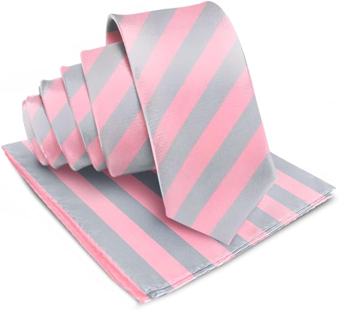 Vittorio Farina Men's Striped Satin Necktie & Pocket Square