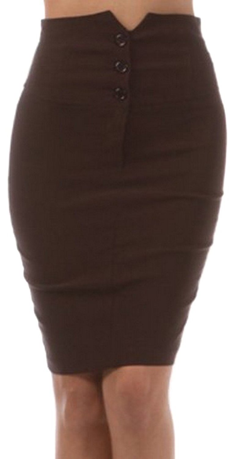 Knee Length High Waist Stretch Pencil Skirt - Concordia Style Boutique
