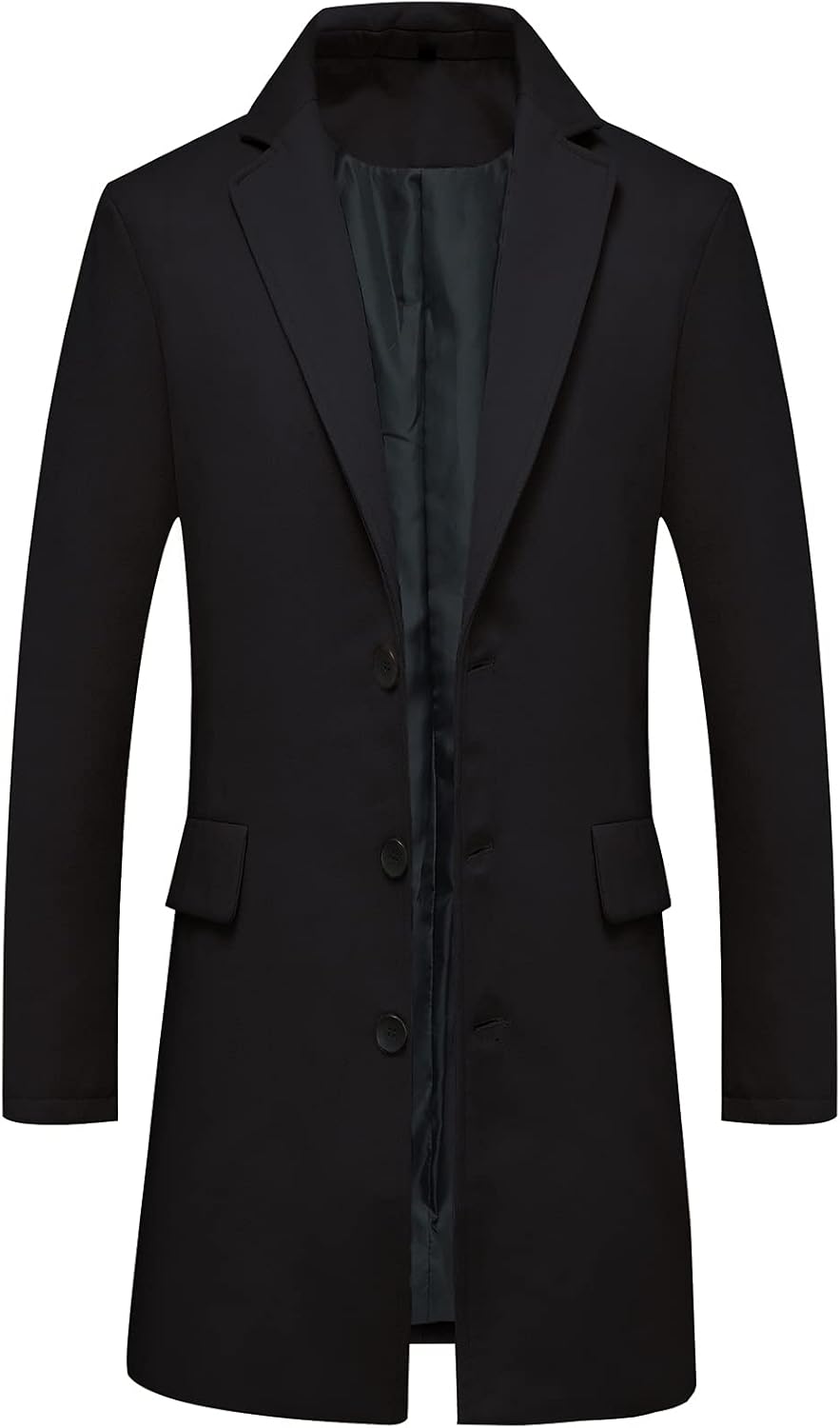 Lisskolo Men's Classic Wool Trench Overcoat - Single Breasted Mid Long Wool Blend Top Pea Coat/ Jacket - Premium Jacket from Concordia Style Boutique - Just $47.28! Shop now at Concordia Style Boutique