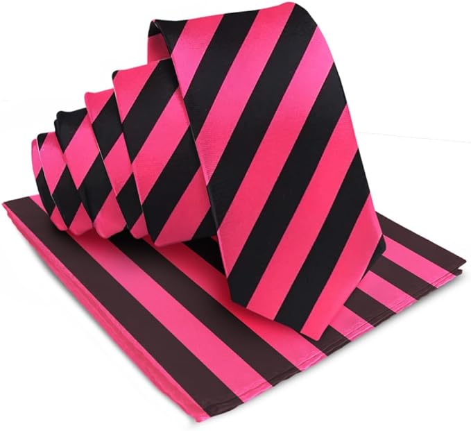 Vittorio Farina Men's Striped Satin Necktie & Pocket Square