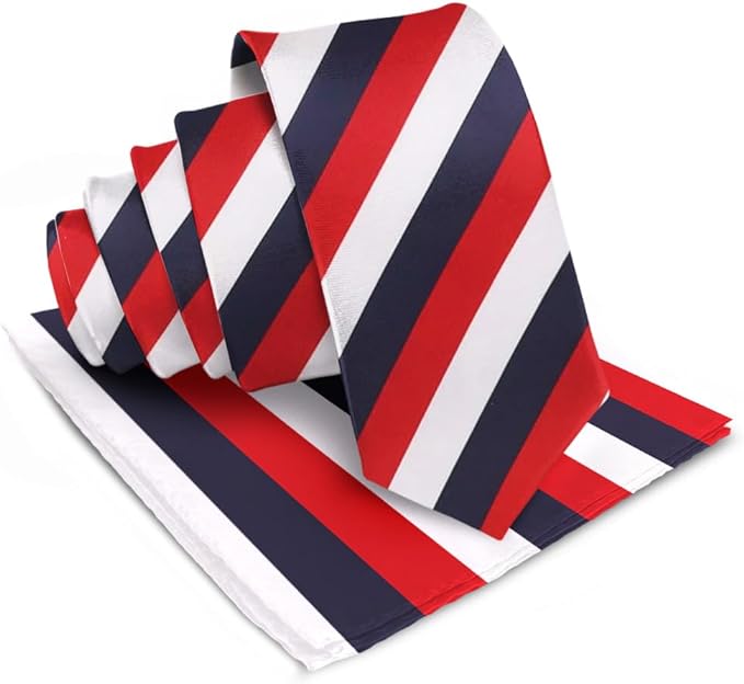 Vittorio Farina Men's Striped Satin Necktie & Pocket Square