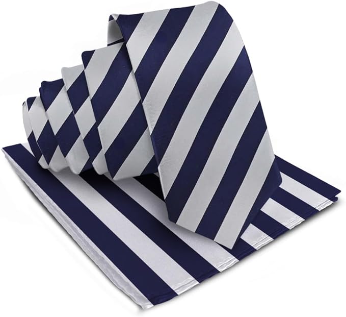 Vittorio Farina Men's Striped Satin Necktie & Pocket Square