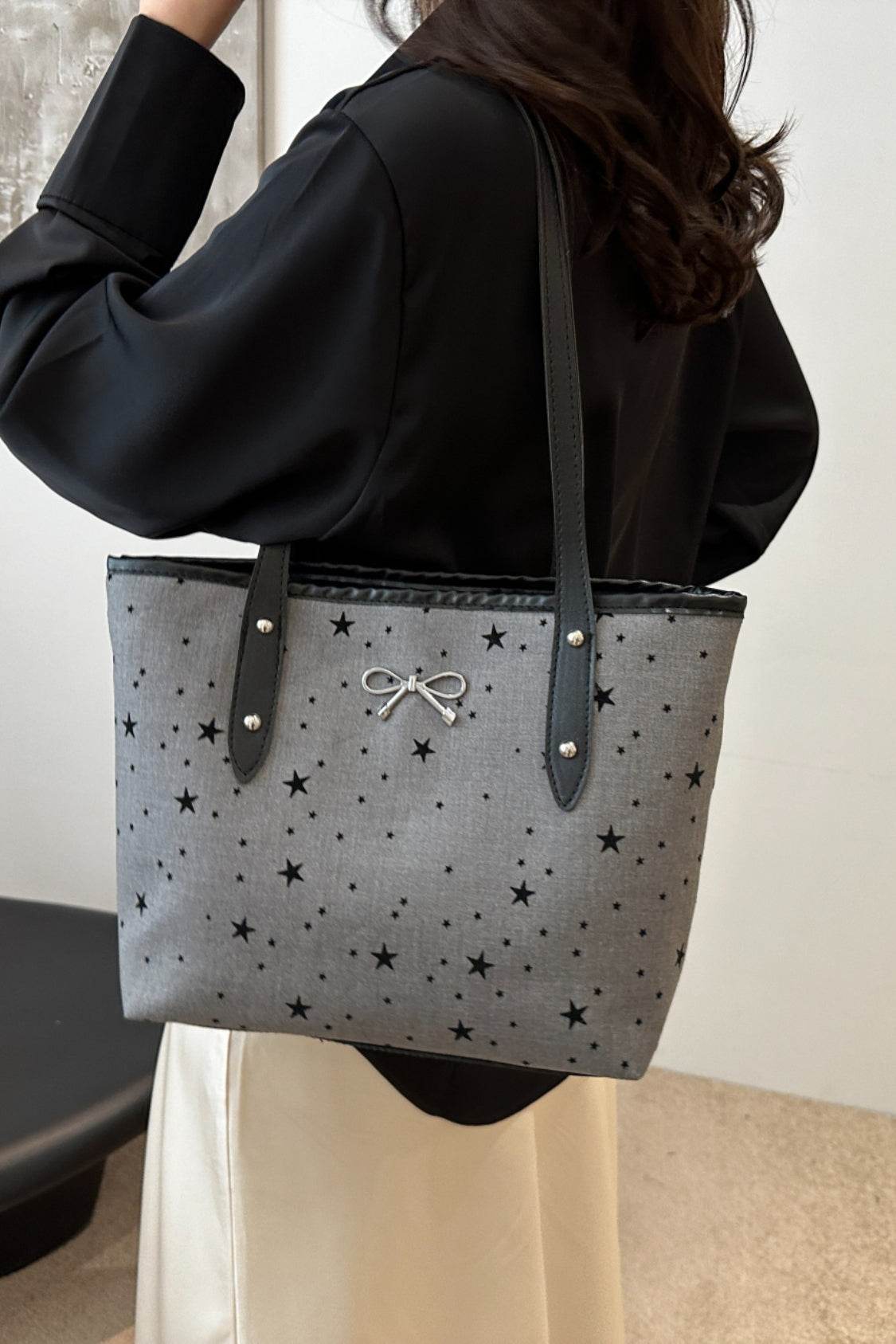 Bow Trim Polyester Tote Bag - Concordia Style Boutique