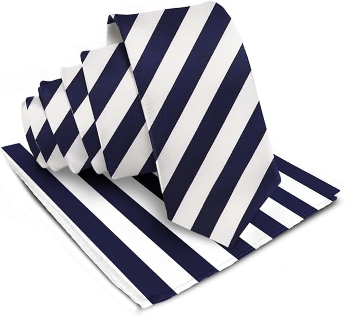 Vittorio Farina Men's Striped Satin Necktie & Pocket Square