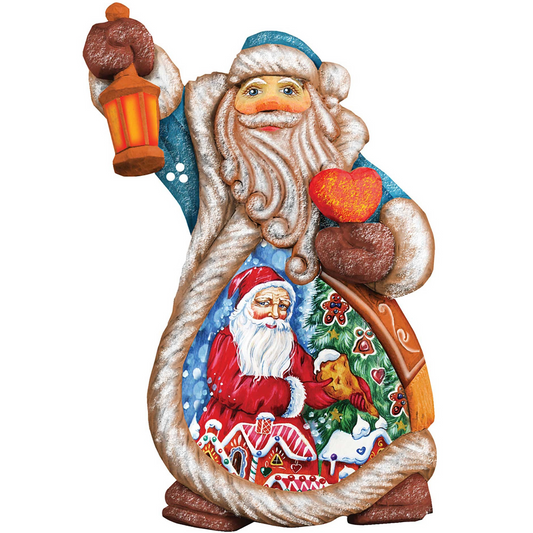 Santa Gingerbread Sculpted Hand-Painted Christmas Figurine by G. DeBrekht - Christmas Santa Snowman Decor - 661211