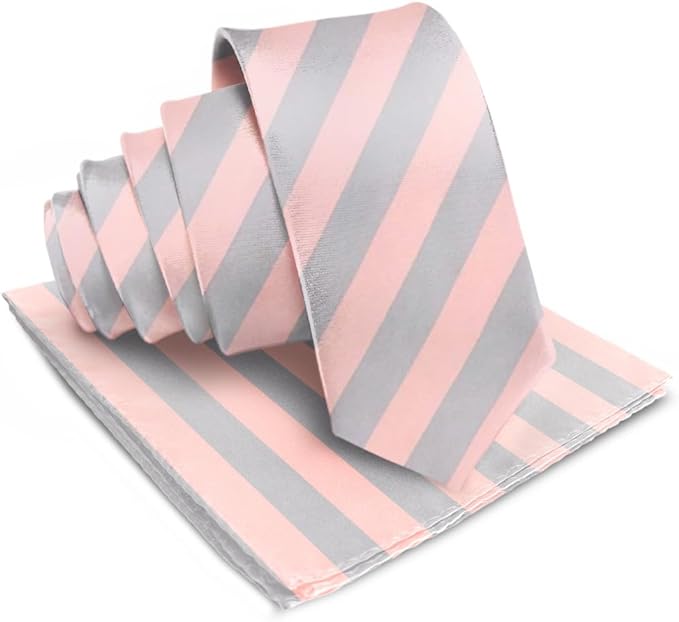 Vittorio Farina Men's Striped Satin Necktie & Pocket Square