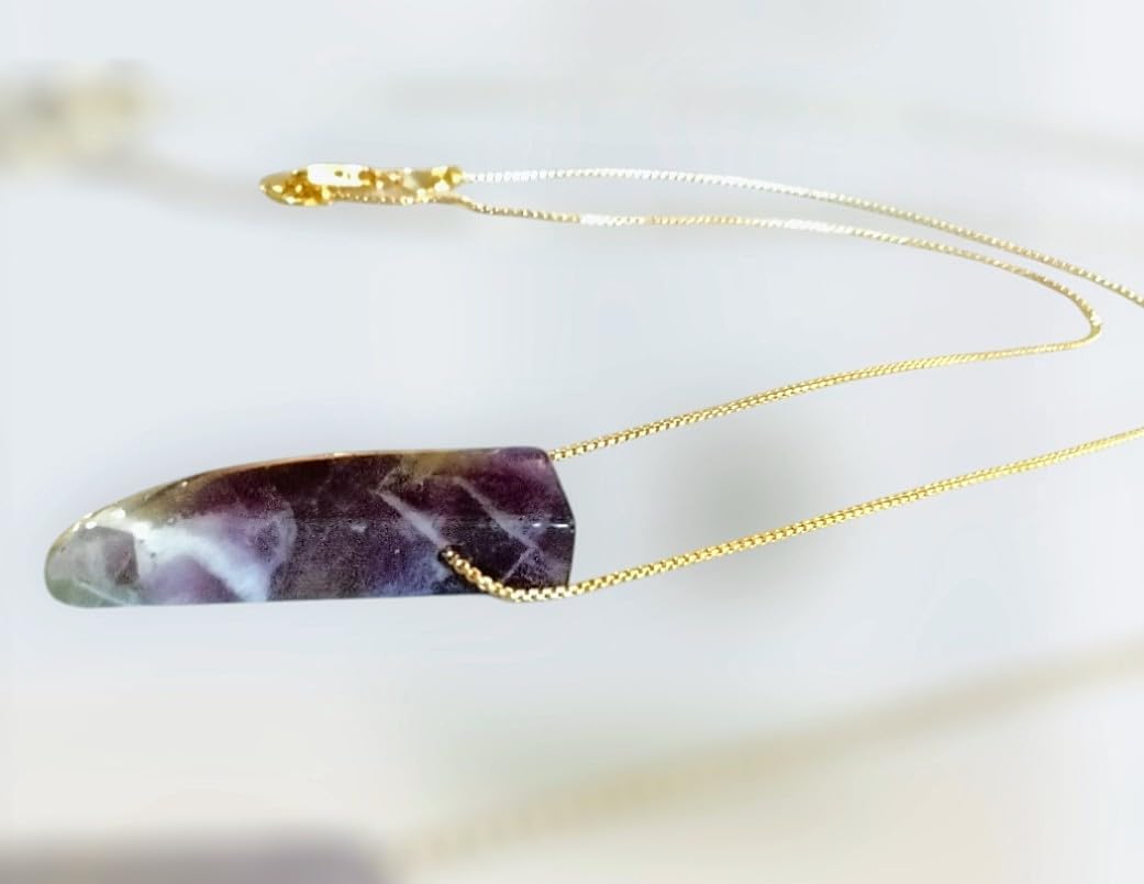 Extrinsic Beauty Natural Amethyst Crystal Bar 18k Gold Necklace, Irregular, Healing Crystal Jewelry