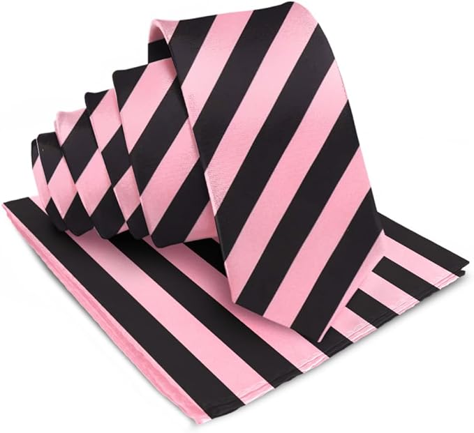 Vittorio Farina Men's Striped Satin Necktie & Pocket Square
