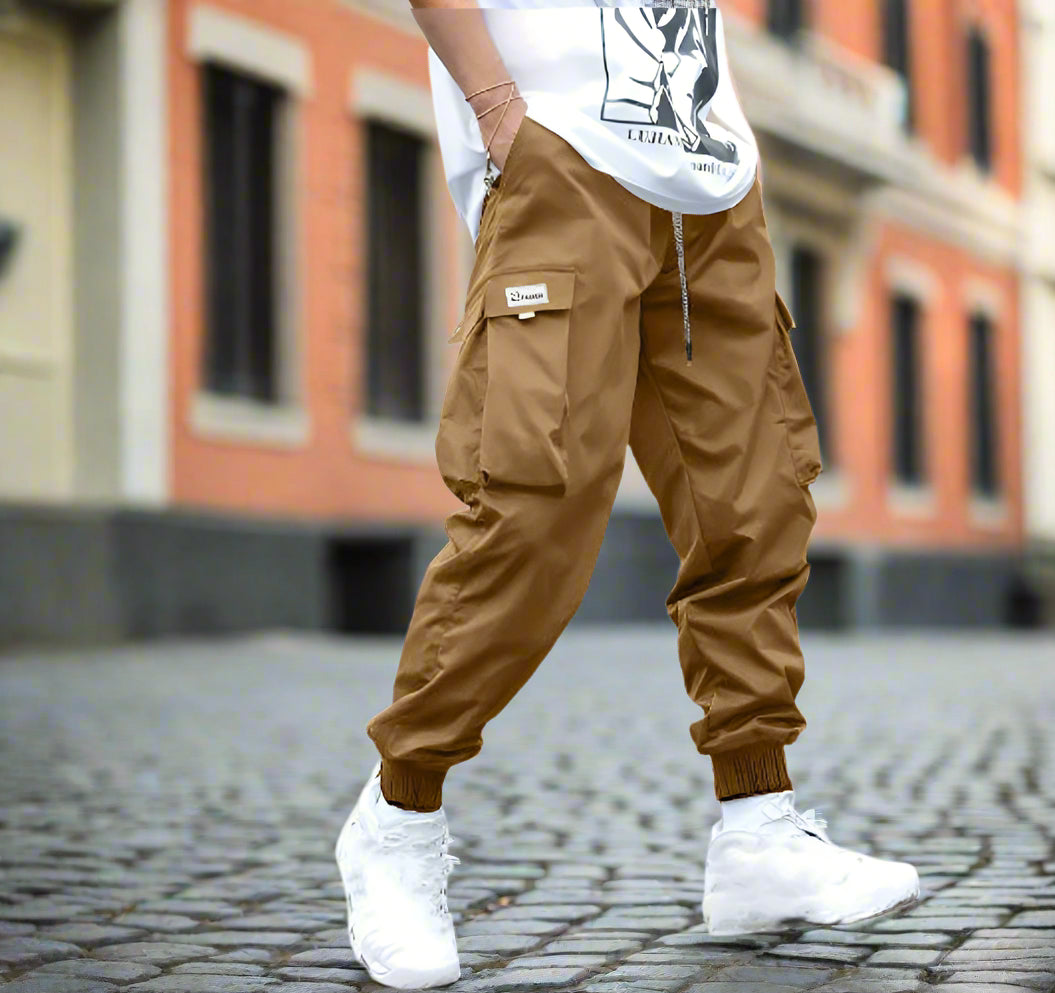Men’s Multi‑Pocket Drawstring Cargo Pants