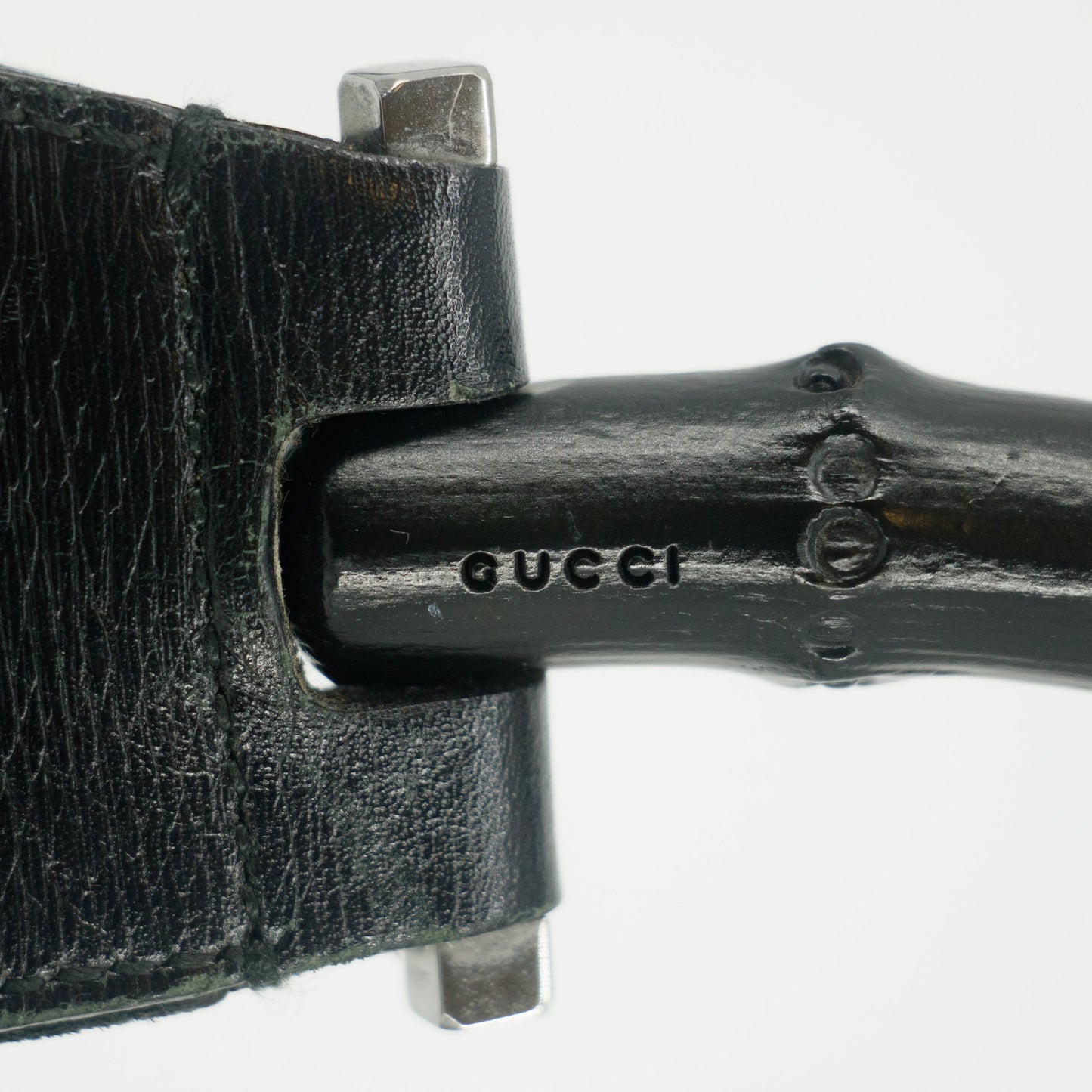 Guccci Bamboo Black Leather Shoulder Bag #5293