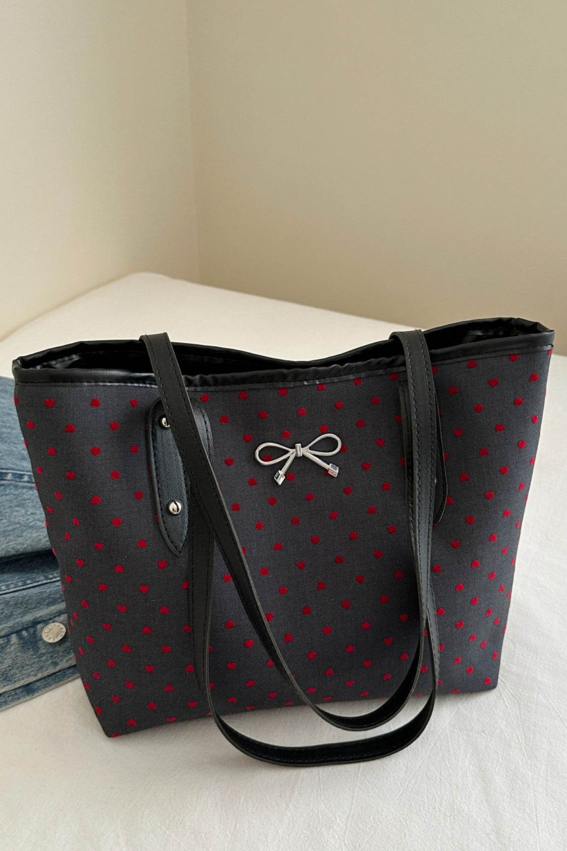 Bow Trim Polyester Tote Bag - Concordia Style Boutique