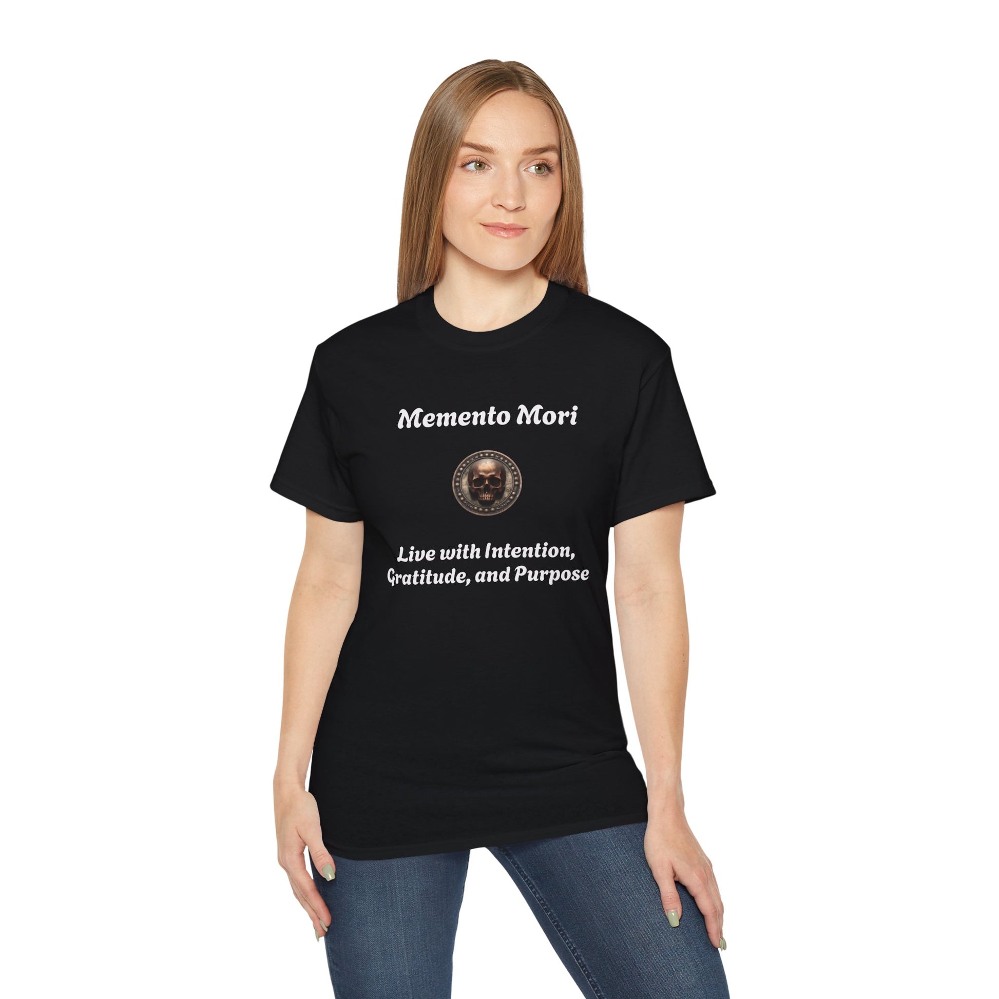 "Memento Mori" Unisex Tee - "Live with Intention, Gratitude, and Purpose" - Premium T-Shirt from Concordia Style Boutique - Just $19.23! Shop now at Concordia Style Boutique