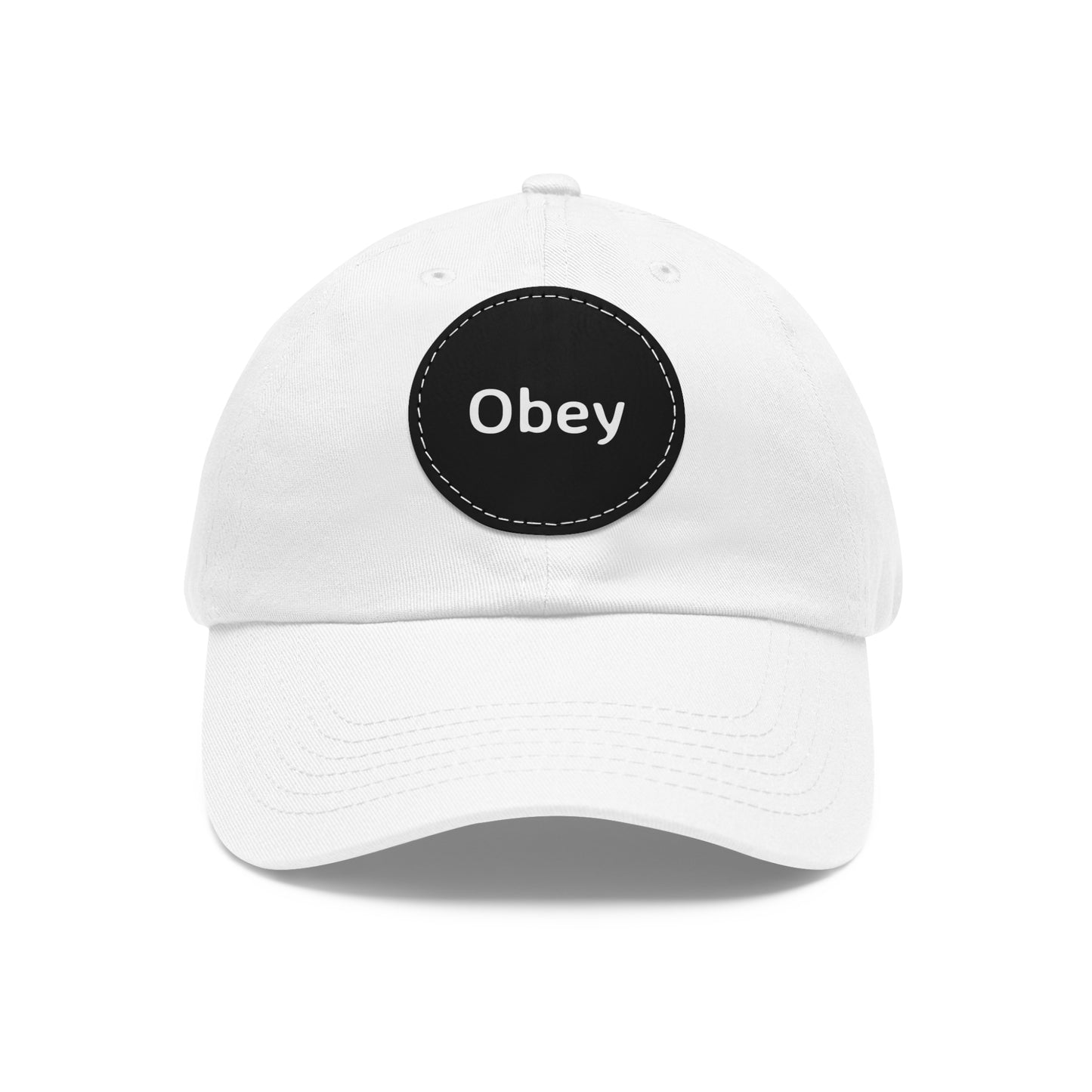 "Obey" - Hat with Leather Patch (Round) - Premium Hats from Concordia Style Boutique - Just $20.45! Shop now at Concordia Style Boutique