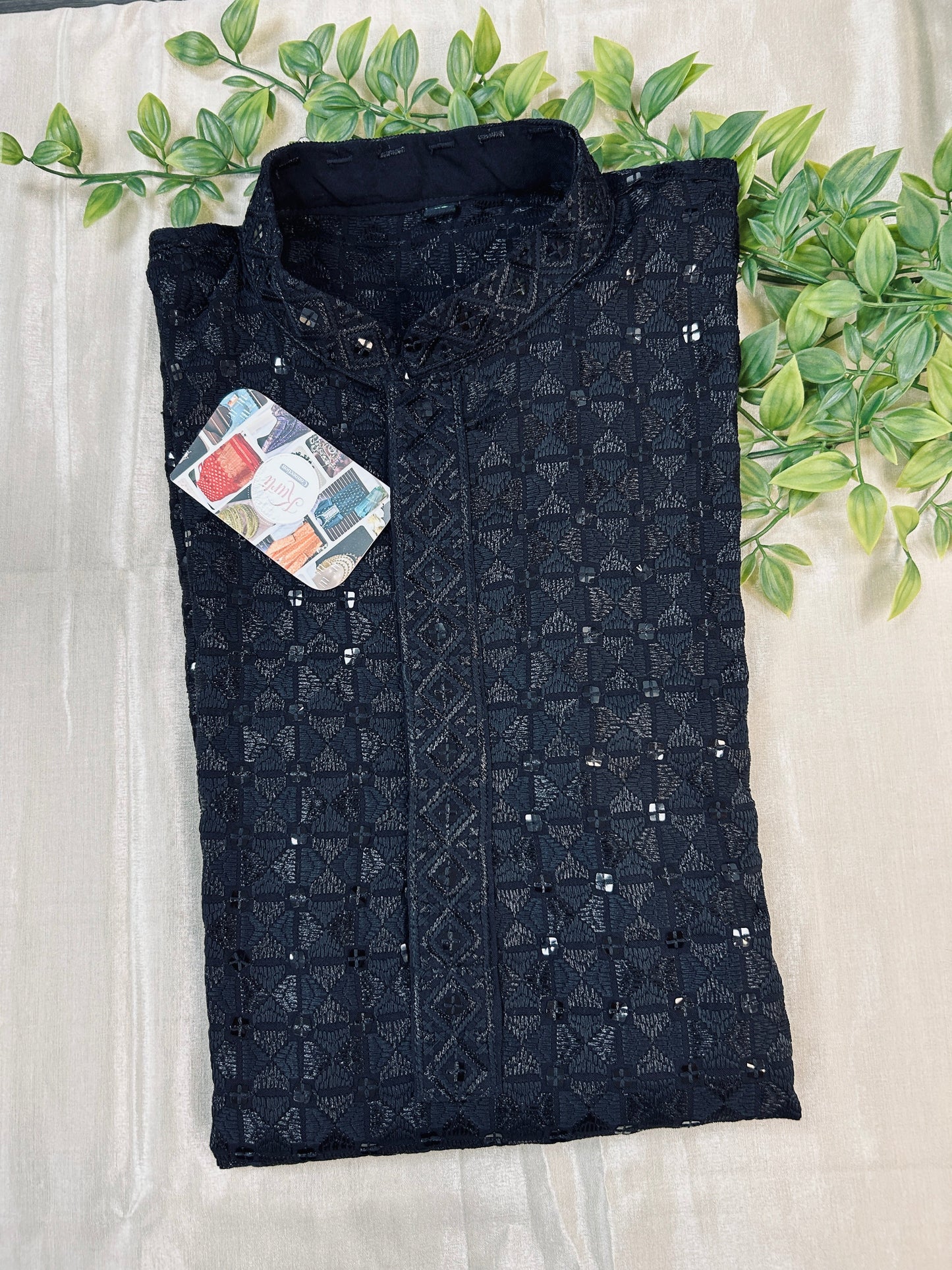 Black sequin kurta | short kurta