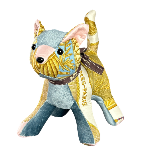 Poste et Cavalerie Vintage Silk Scarf Patchwork Kitten