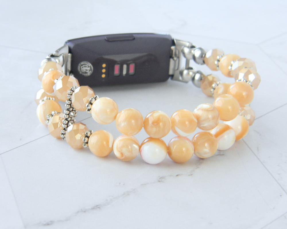 Golden Mother of Pearl Watch Band for FitBit Inspire 3