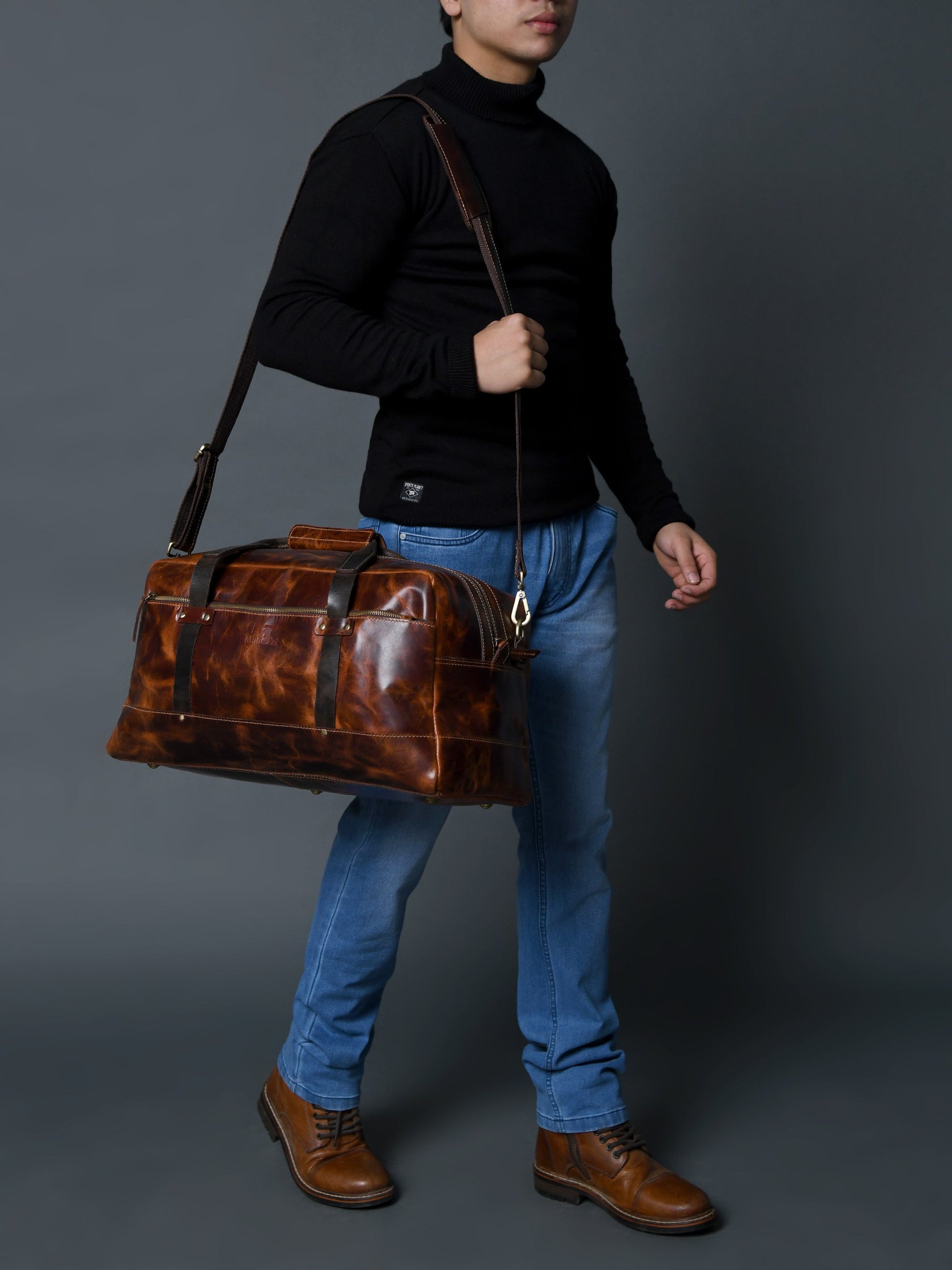Espresso Elegance Carry on Duffle, Saddle Tan - Concordia Style Boutique