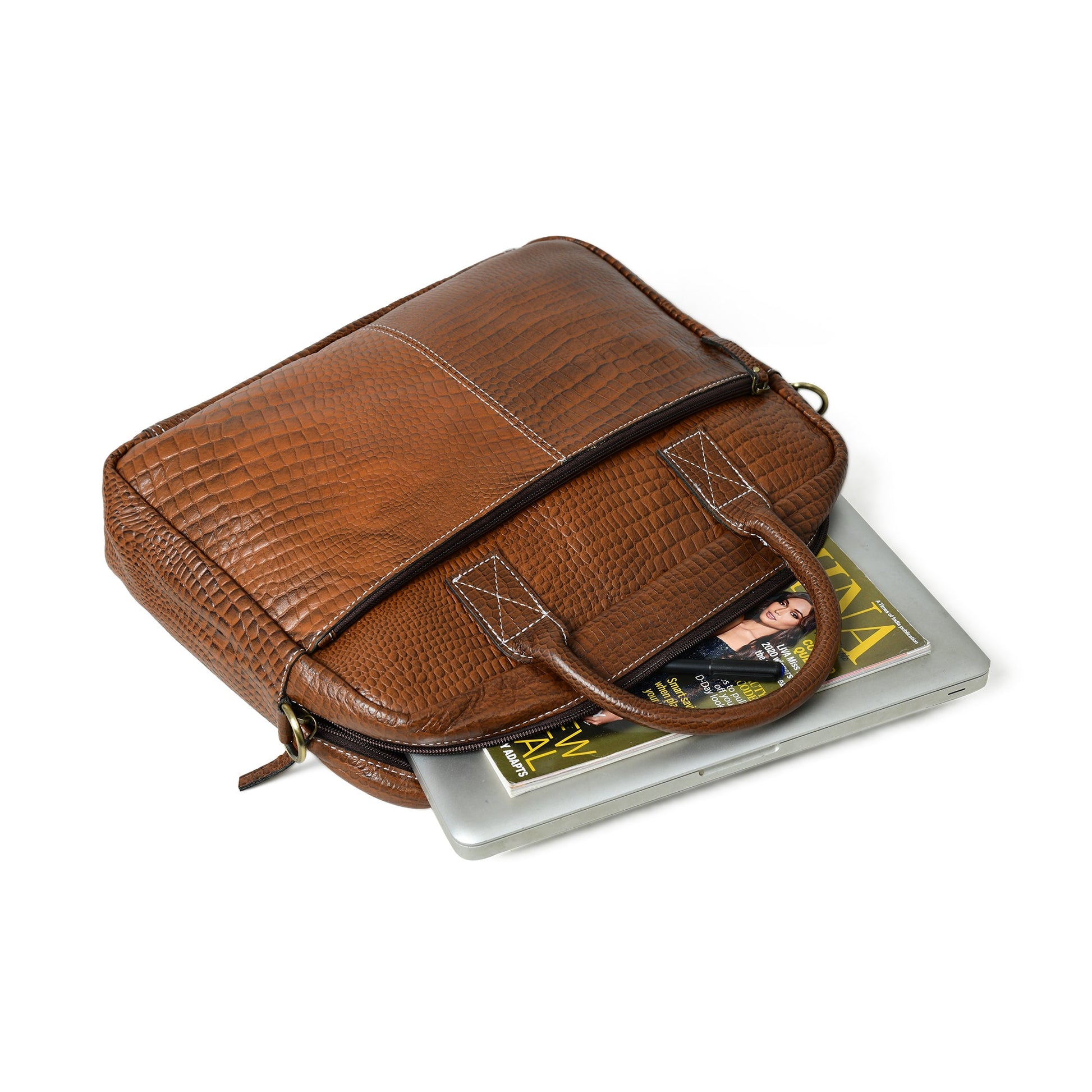 Laurent Leather Briefcase- Brown - Concordia Style Boutique