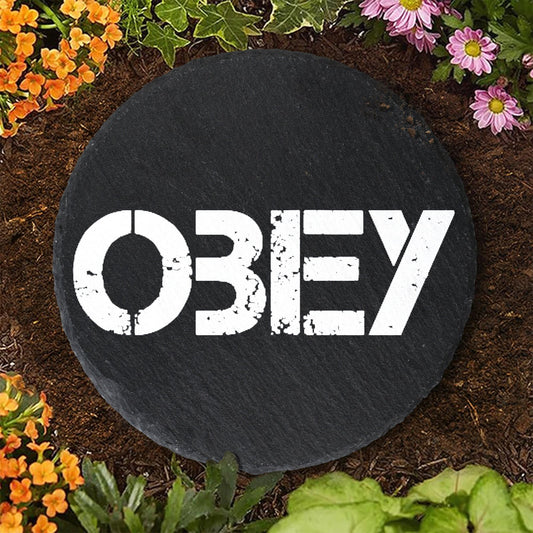 "Obey" Round Memorial Stone - Premium Pet Memorial Stone (Round) from Concordia Style Boutique - Just $36.78! Shop now at Concordia Style Boutique