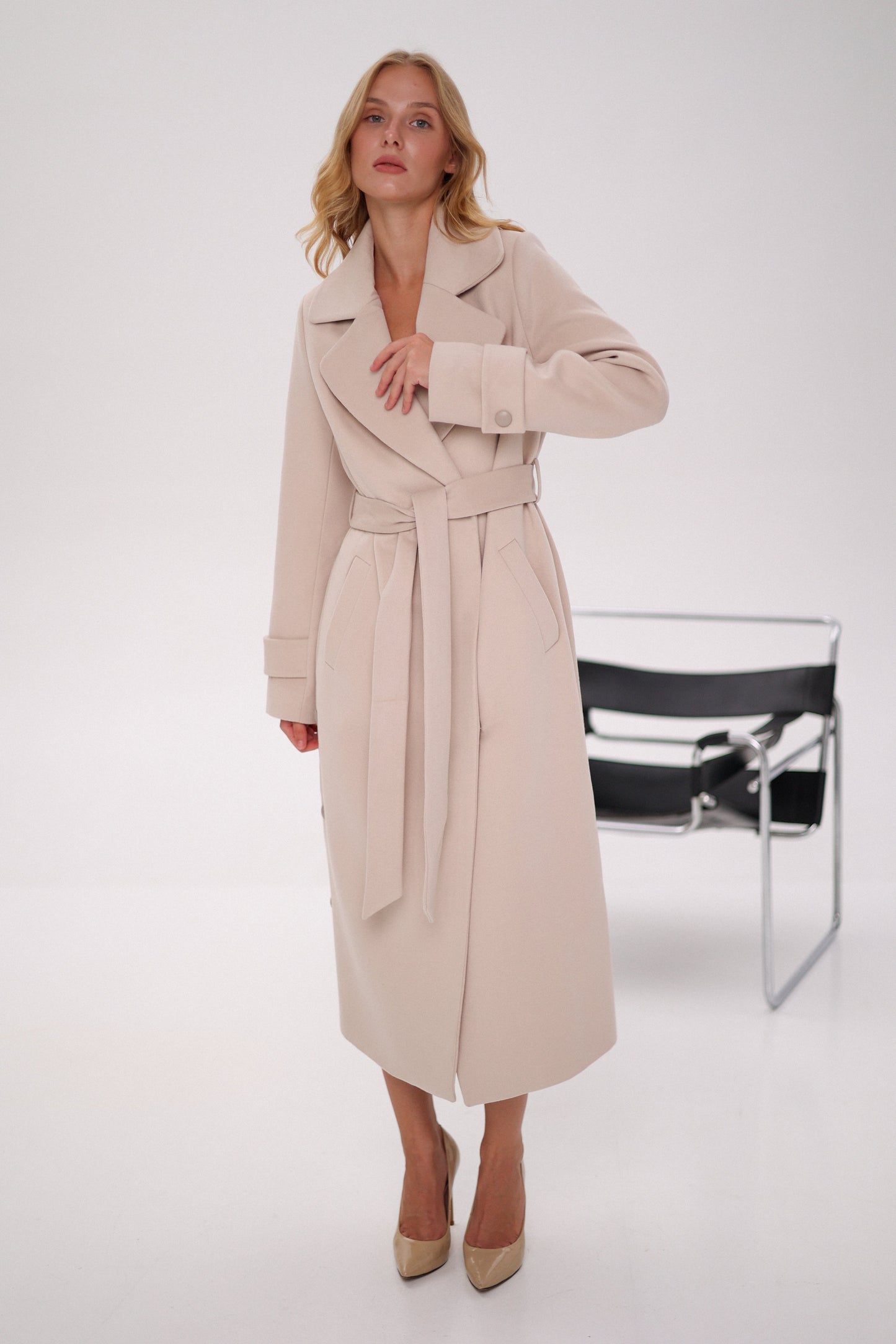 Camille Cashmere Blend Coat in Beige