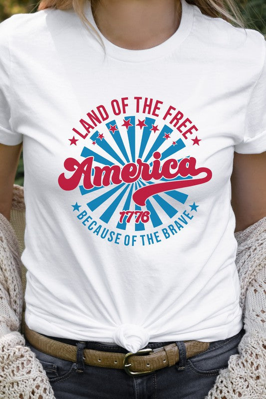 America Land Of The Free Of The Brave Graphic Tee - Concordia Style Boutique